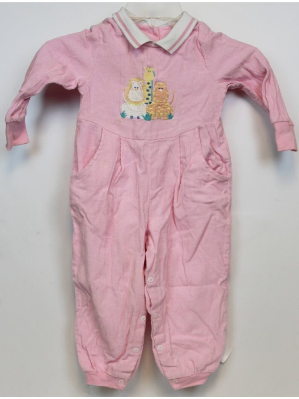 Fast Friends Corduroy Jumper Romper 1pc Jungle Giraffe Lion Tiger Girls sz 2T